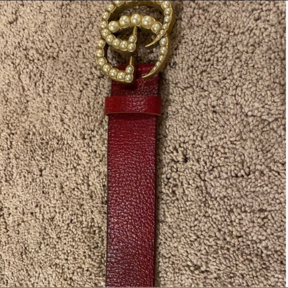 Authentic Red Leather GG Gucci Belt - Picture 4 of 5